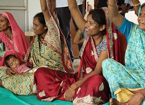 Women gather for a community meeting at a Health and Welfare Centre in rural Rajasthan, India. Credit: CIFF, India